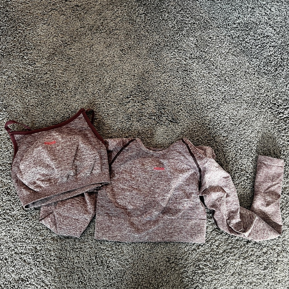 Gymshark Maroon Workout Top Set